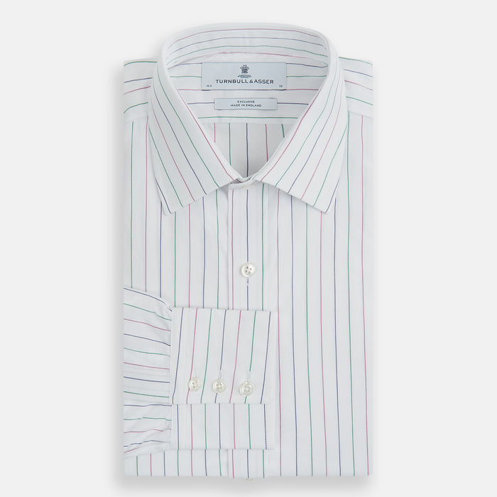 Pink and Green Wide Pinstripe Mayfair Shirt Image 4