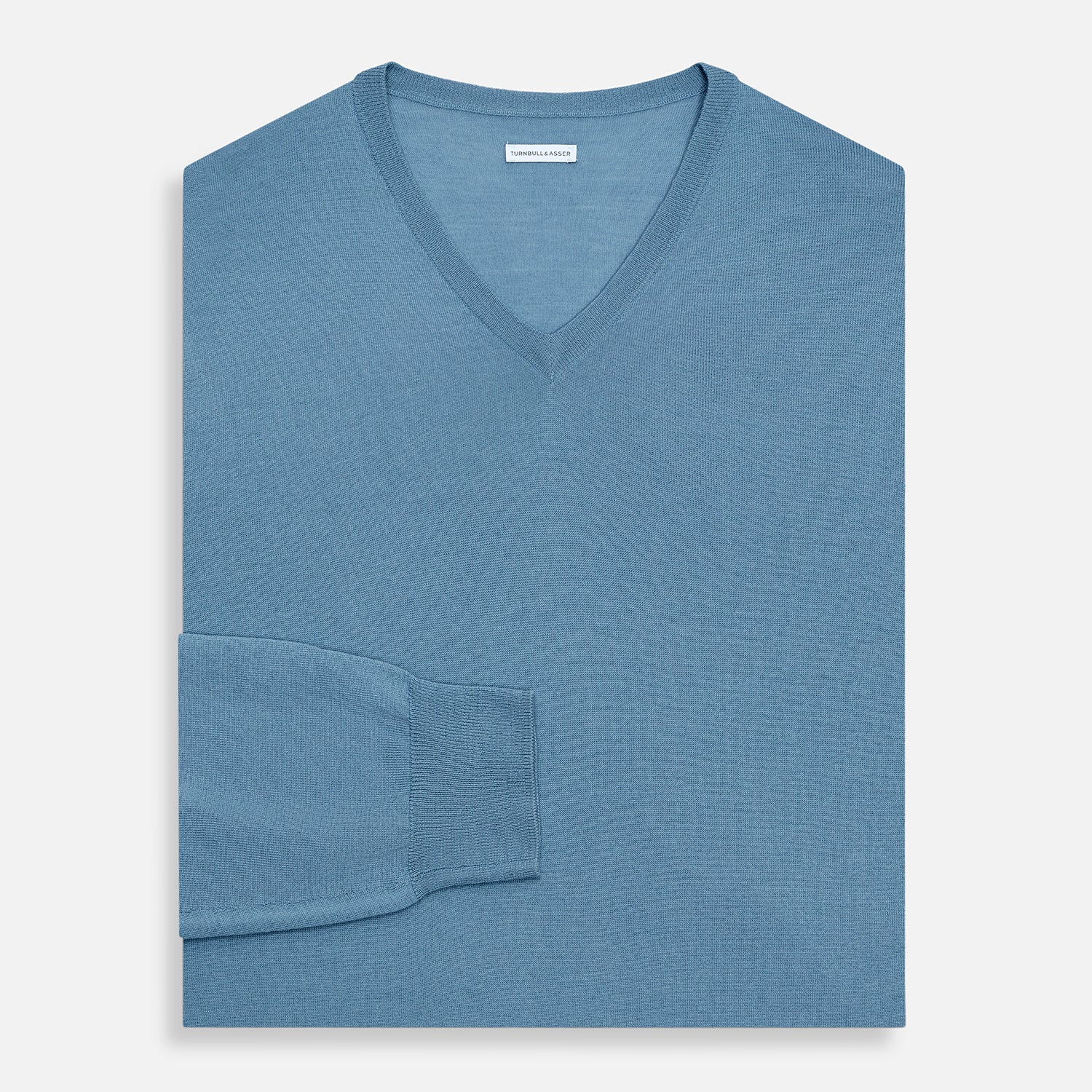 Pale Blue Fine Merino V-Neck Jumper