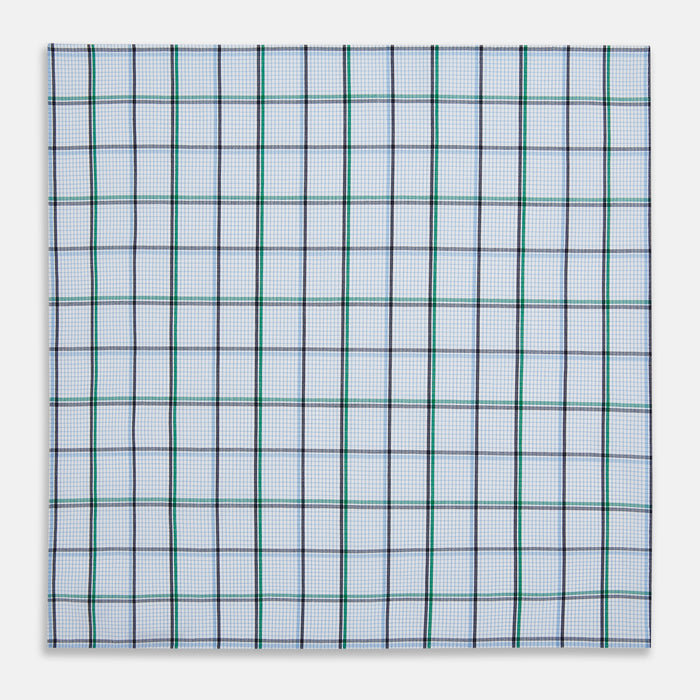 Hand Rolled Blue and Green Tattersall Check Handkerchief Image 2