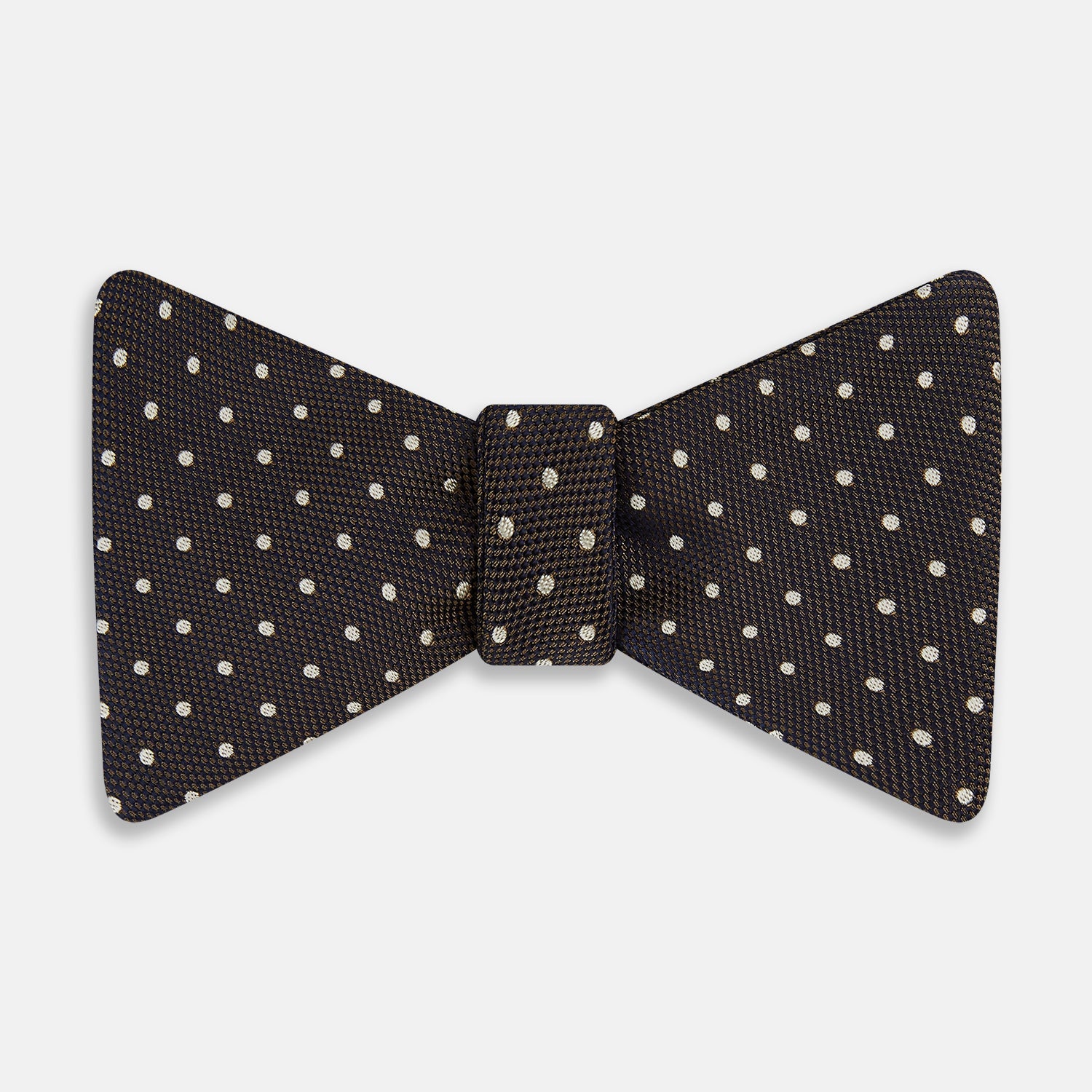 Image 1 of product White and Brown Micro Dot Silk Bow Tie