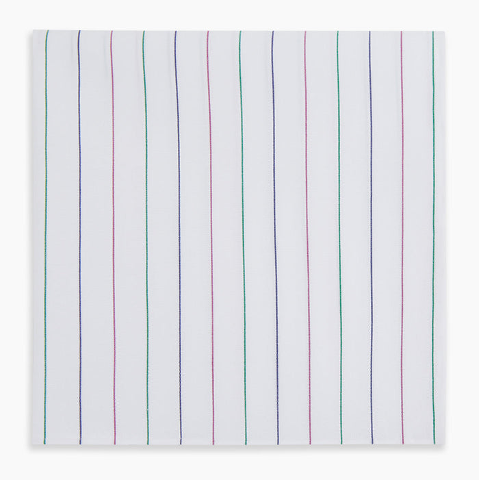 Hand Rolled Pink and Green Pinstripe Handkerchief Image 3