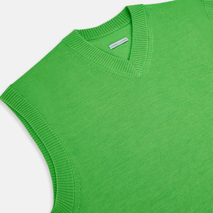 Lime Green Fine Merino V-Neck Vest