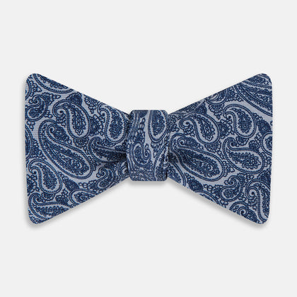 Pale Blue Paisley Silk Bow Tie