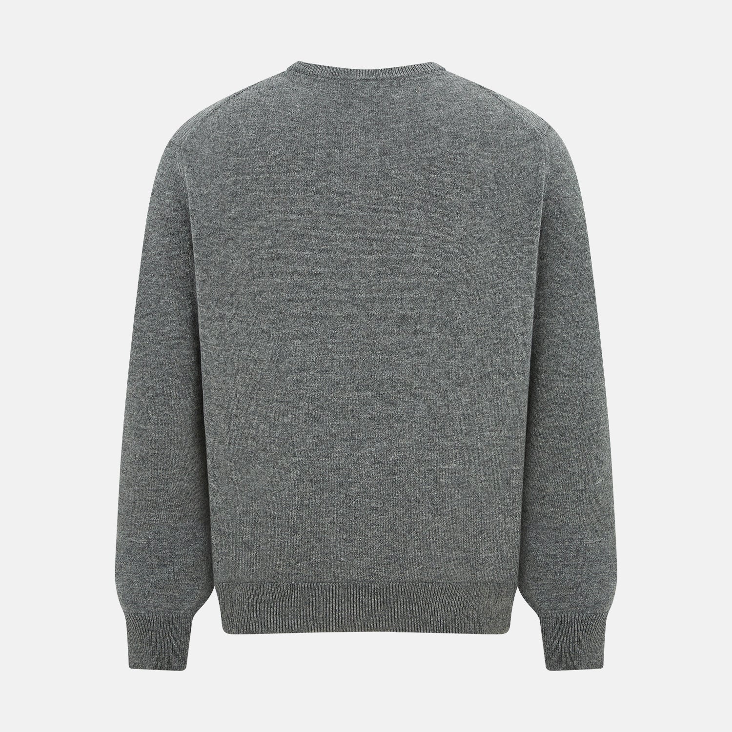 Grey Melange Cashmere Round Neck Jumper