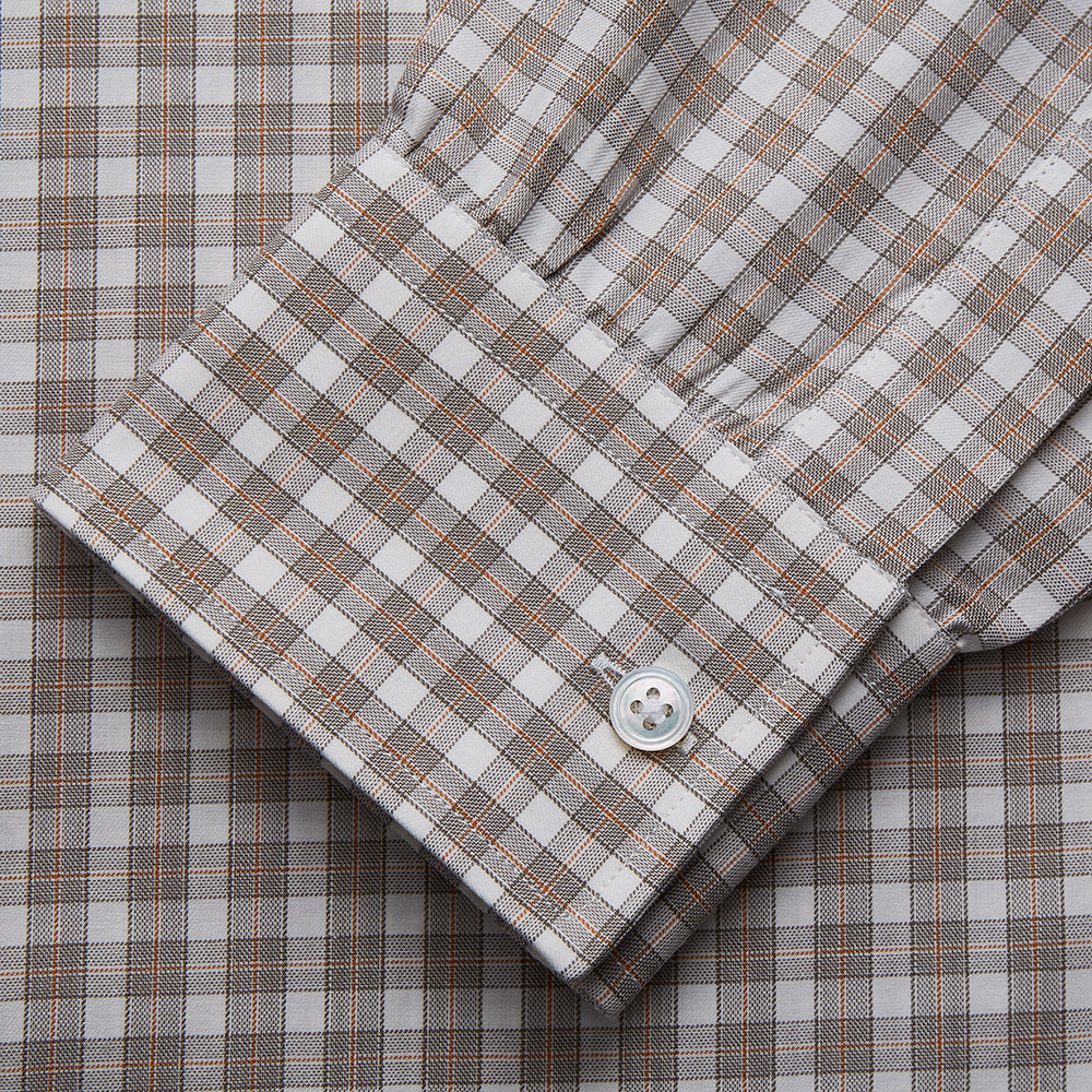 Grey and Peach Multi Check Cashmerello Weekend Fit Finch Shirt