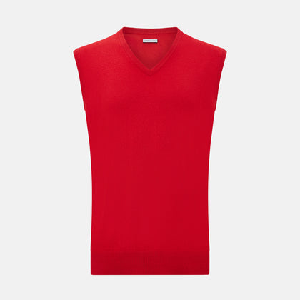 Red Cashmere V-Neck Vest