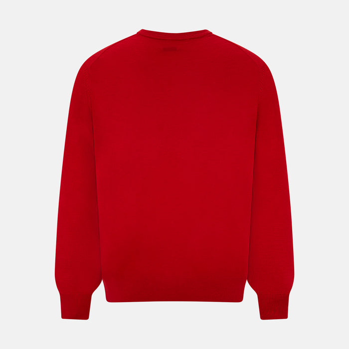Red Fine Merino V-Neck Jumper Image 2