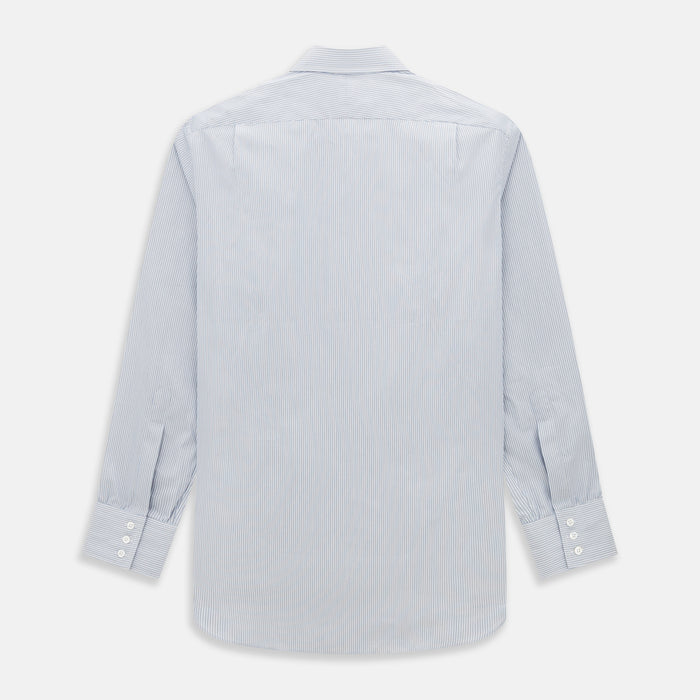 Blue and Brown Ticking Stripe Mayfair Shirt Image 2