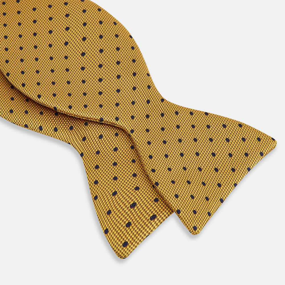 Navy and Yellow Micro Dot Silk Bow Tie