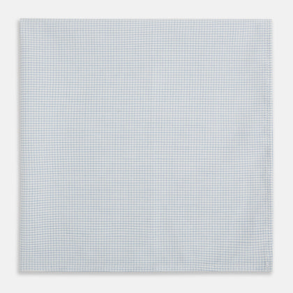 Hand Rolled Pale Blue Graph Check Handkerchief