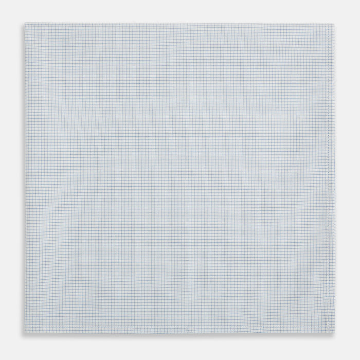 Hand Rolled Pale Blue Graph Check Handkerchief