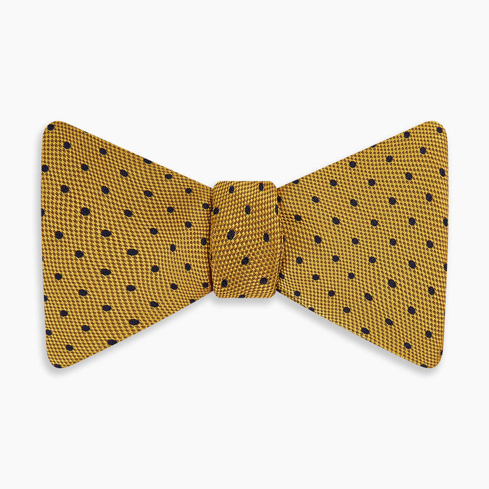 Navy and Yellow Micro Dot Silk Bow Tie Image 3