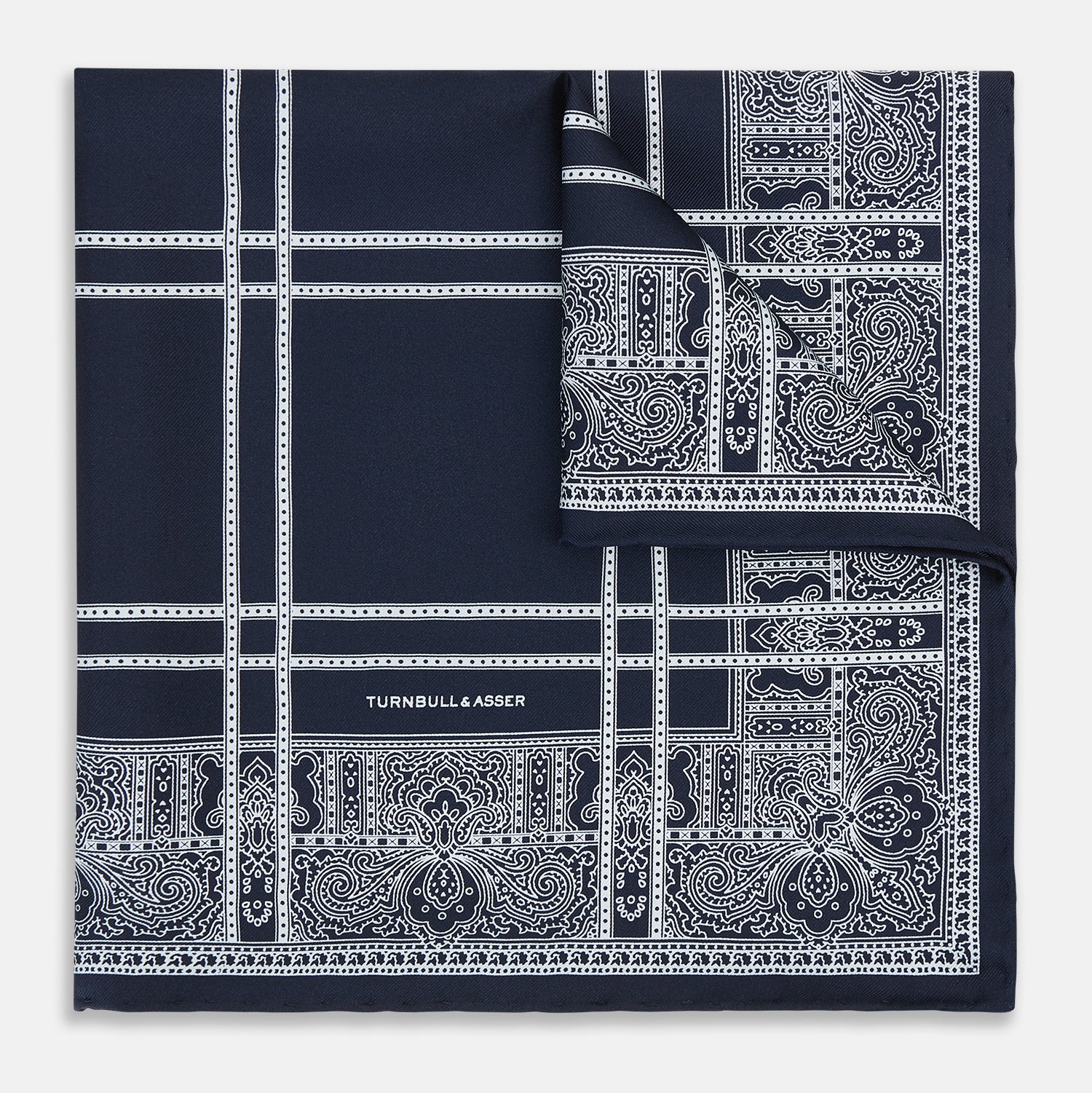 Image 5 of product Navy Paisley Bandana Patterned Silk Pocket Square