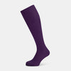 View 1 of product A single knee-high Purple Long Sock from Turnbull & Asser, made of ribbed mercerised Egyptian cotton, is displayed upright on a plain light gray background.