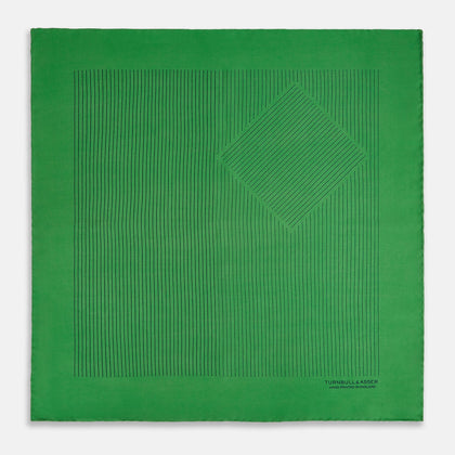 Hunter Green Stripe Silk Pocket Square Image 2