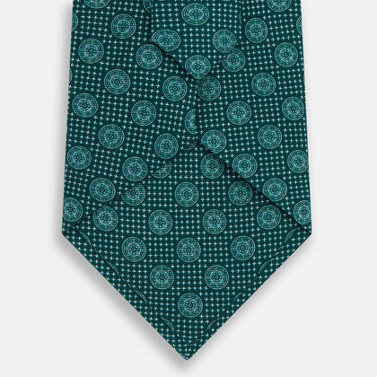 Forest Green Medallion Silk Tie Image 2