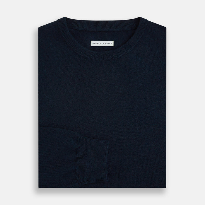 Navy Cashmere Round Neck Jumper Image 3