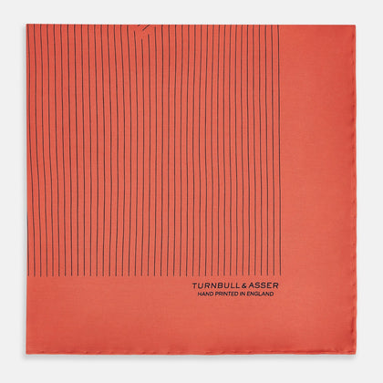 Orange Stripe Silk Pocket Square Image 2