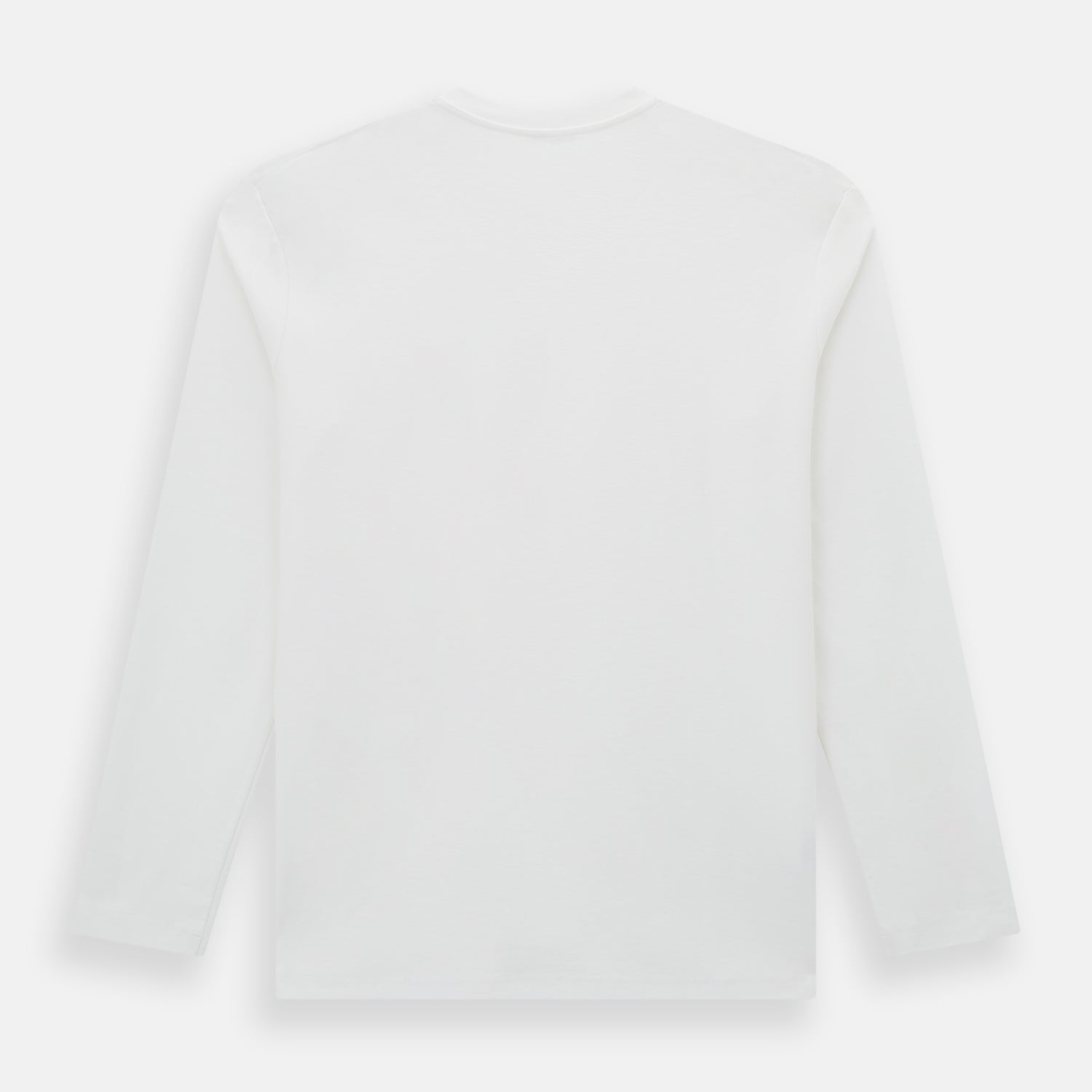 View 3 of product The Turnbull & Asser White Long-Sleeve T-shirt for men is a plain crew neck design with no logos or patterns, displayed flat on a white background.