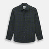 View 1 of product The Turnbull & Asser Navy and Khaki Tartan Windsor Shirt features a long-sleeve button-up design with a Windsor collar and buttoned cuffs, showcasing British craftsmanship in a classic tartan pattern.