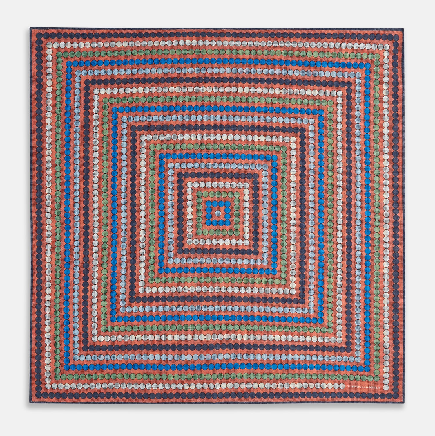 Image 9 of product Orange Dots and Floral Tile Double-Sided Silk Pocket Square