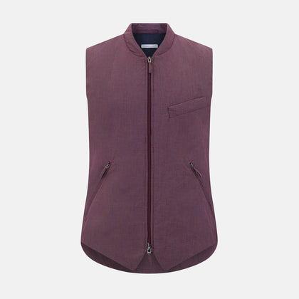 Burgundy Pin Check Padded Gilet