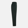 View 12 of product The Hunter Green Winston Trousers by Turnbull & Asser are crafted in high-twist cotton with straight legs, belt loops, button closure, and front zipper, shown against a plain light background.