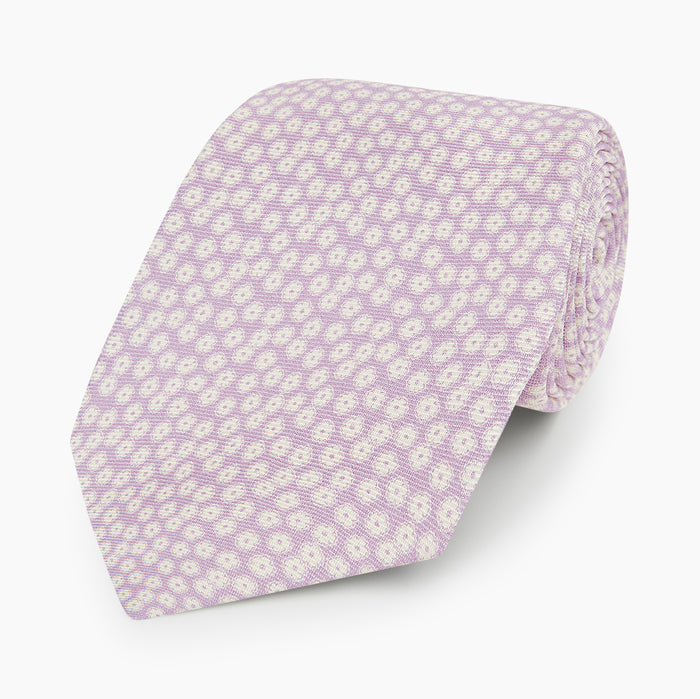 Lilac Flower Patterned Silk Tie Image 4