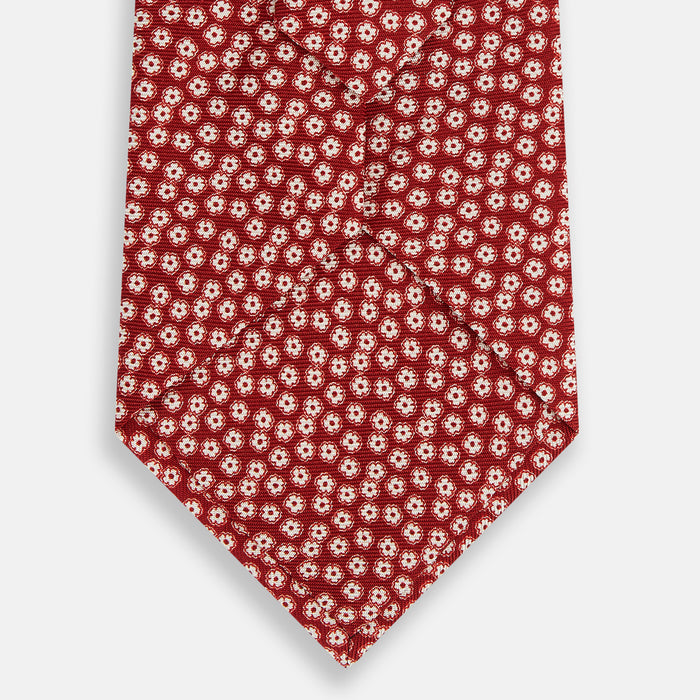 Red Flower Patterned Silk Tie Image 2
