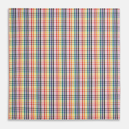 Hand Rolled Multi-coloured Grid Check Handkerchief Image 2