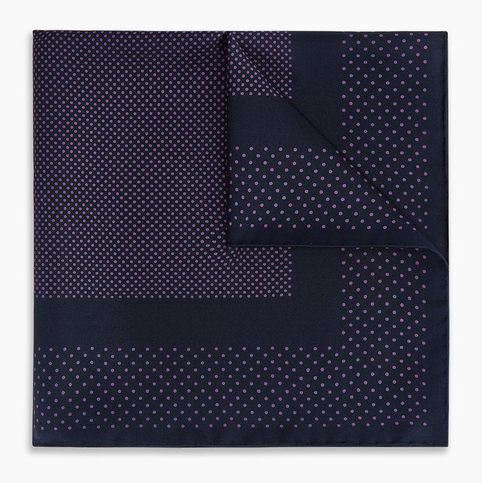 Navy and Purple Dot Silk Pocket Square Image 4