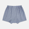 View 2 of product The Blue Houndstooth Godfrey Boxer Shorts by Turnbull & Asser feature Italian cotton and an elastic waistband—ideal for anyone seeking luxurious men's underwear.