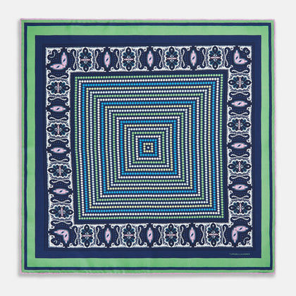 Oxford Blue Dots and Paisley Silk Pocket Square Image 8