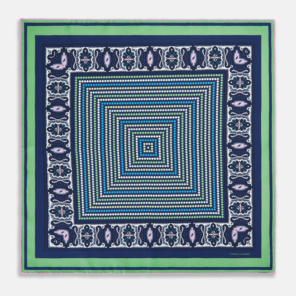 Oxford Blue Dots and Paisley Silk Pocket Square