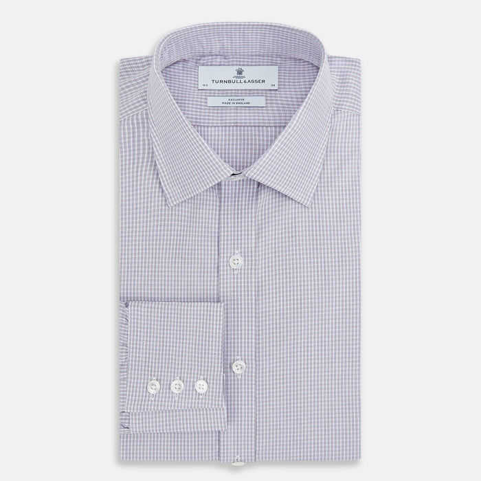 Purple Micro Check Mayfair Shirt Image 4