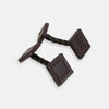 View 1 of product The Burgundy Leather Cufflinks by Turnbull & Asser feature square Italian leather with visible edge stitching and braided loops, presented on a white background—an elegant addition to men's accessories.