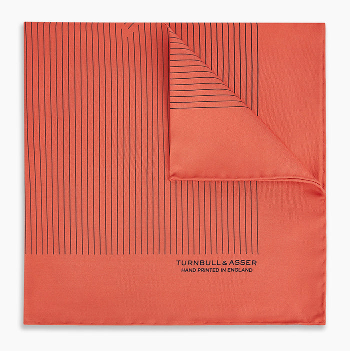 Orange Stripe Silk Pocket Square Image 4