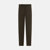 View 1 of product A pair of straight-leg Moss Green Winston Trousers by Turnbull & Asser in high-twist cotton with belt loops, button closure, and side pockets, displayed on a plain white background.