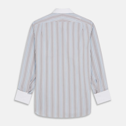 Beige Multi Stripe Cotton Regular Fit Penrose Shirt Image 4