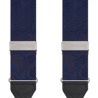 Navy Paisley Adjustable Silk Braces Image 1
