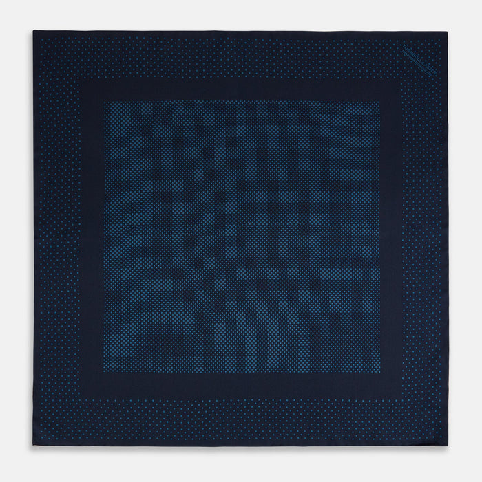 Navy and Blue Dot Silk Pocket Square Image 3