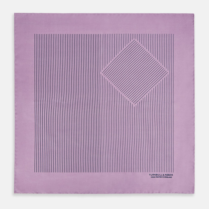 Lilac Stripe Silk Pocket Square Image 2