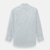 View 3 of product The Turnbull & Asser Sage Green Multi Check Mayfair Shirt is a long-sleeved, button-up shirt with a spread collar, crafted from premium Italian cotton and displayed on a white background.