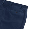 View 2 of product Turnbull & Asser Navy Plain Trousers: tailored slim-fit design with belt loops, front pockets, and button closure, shown against a white background.