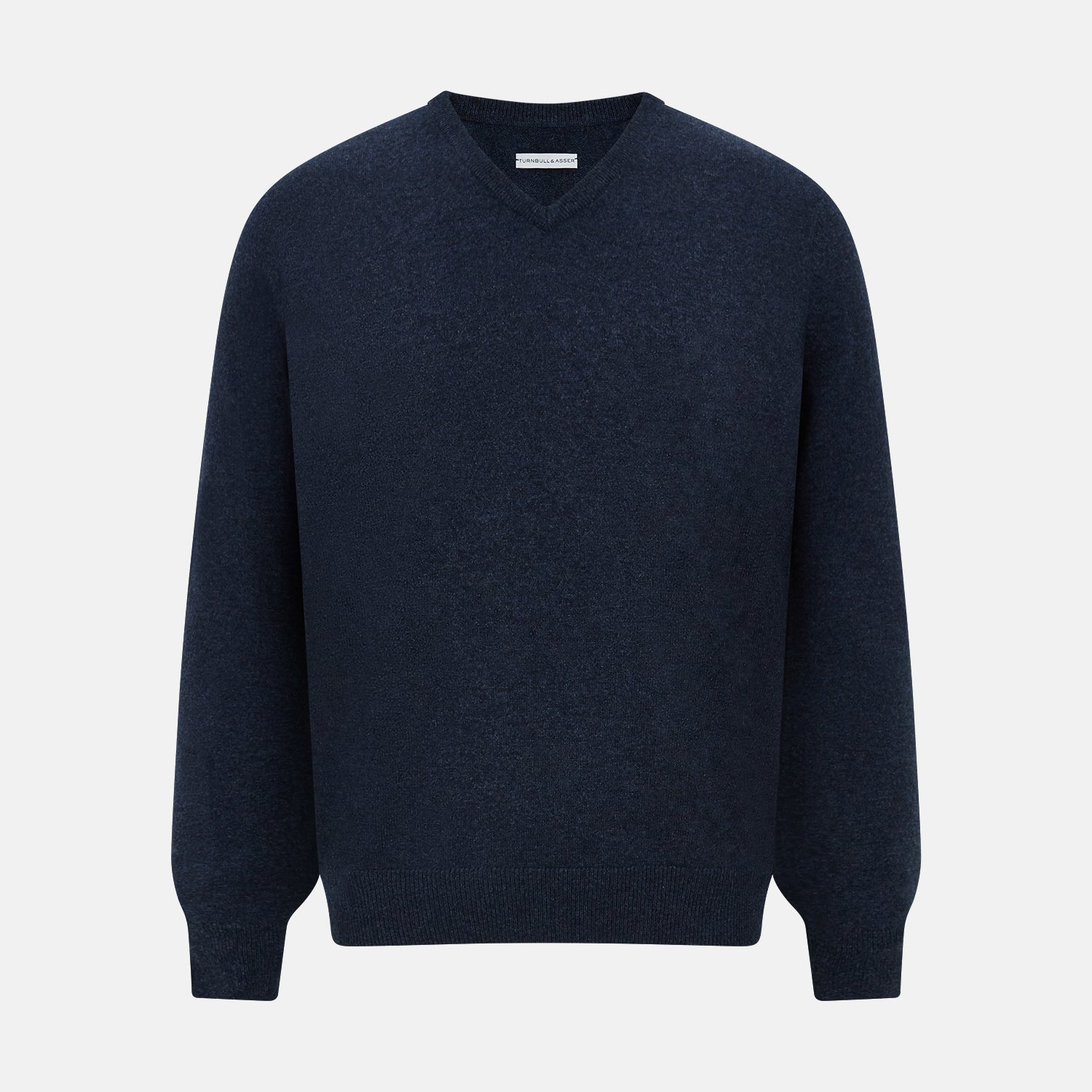 Navy Melange Cashmere V-Neck Jumper