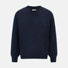 Navy Melange Cashmere V-Neck Jumper