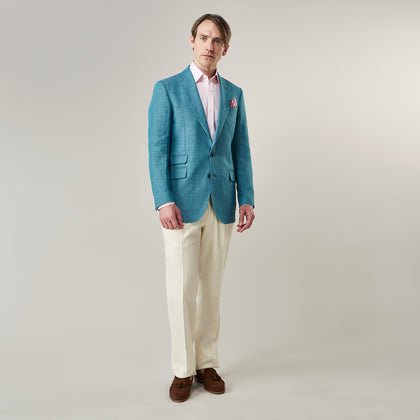 Teal Linen Barrington Blazer Image 4