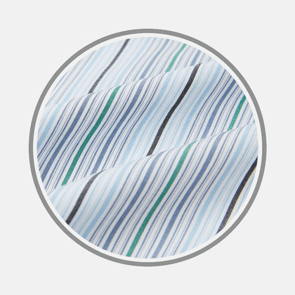 Blue and Green Multi Track Stripe Fabric