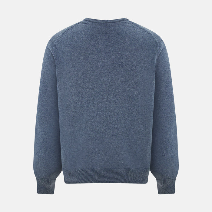 Blue Melange Cashmere V-neck Jumper Image 2