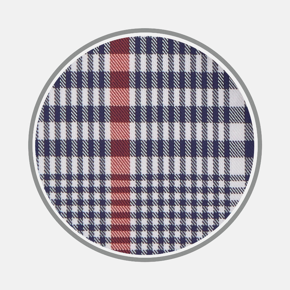 Navy and Red Prince of Wales Wide Check Cotton Fabric